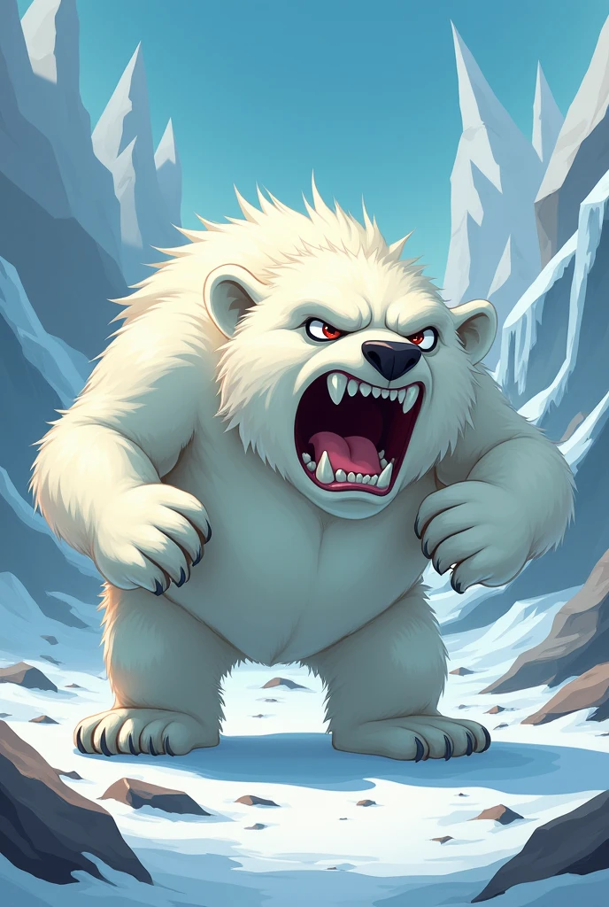 Angry polar bear in the style of the pixies from the Fairly OddParents