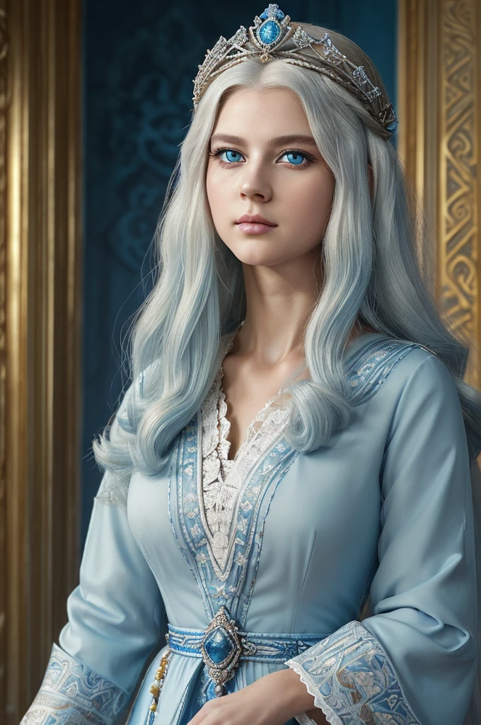 ((best quality)), ((masterpiece)), (detailed), perfect face. ((Royal family, ancient time crown prince, Caucasian skin, white militar short hair, blue colored eyes. Princess Infanta of ancient times, Caucasian skin, long white hair. blue eye.))
(2 RPG characters)