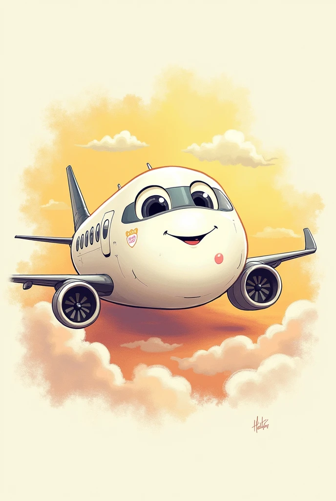 Cute drawing of a commercial airplane
