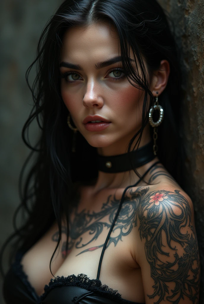 a close up of a woman with tattoos on her chest, cyberpunk art inspired by senior character artist, trending on Artstation, fantasy art, 8k high quality detailed art, deviantart artstation cgscosiety, trending on artstation hd, seductive cyberpunk dark fantasy, cyberpunk art ultrarealistic 8k, cyberpunk 2 0 y. o model girl