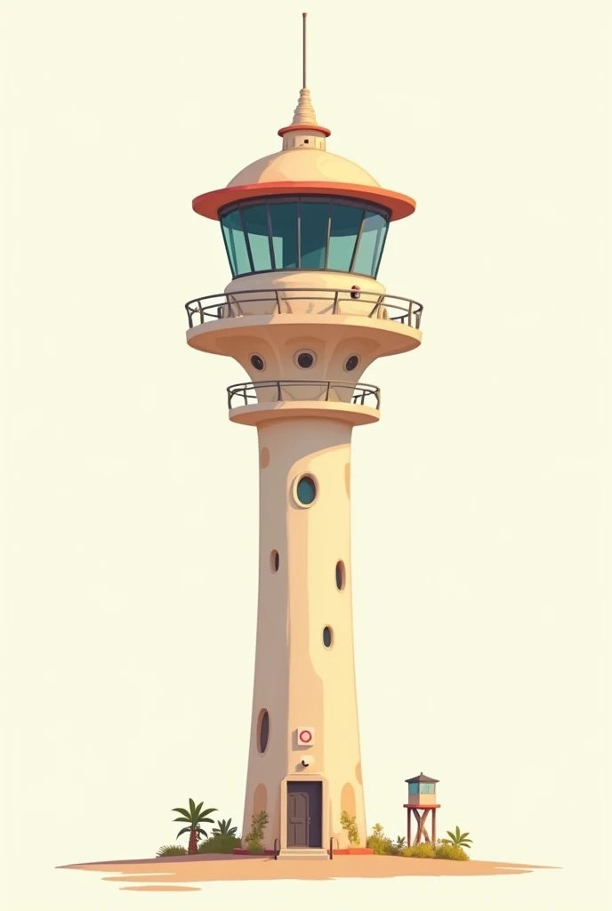 Cute drawing of an air traffic control tower without a background
