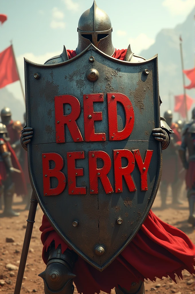 Create a metal shield that says RED BERRY