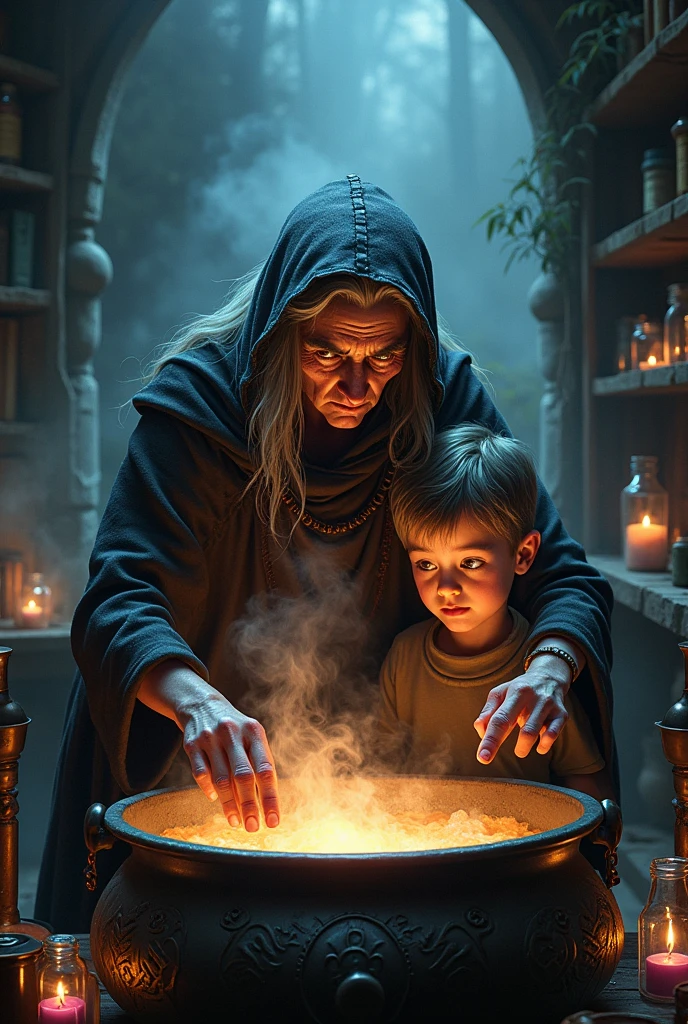 make a witch and a boy in your cauldron