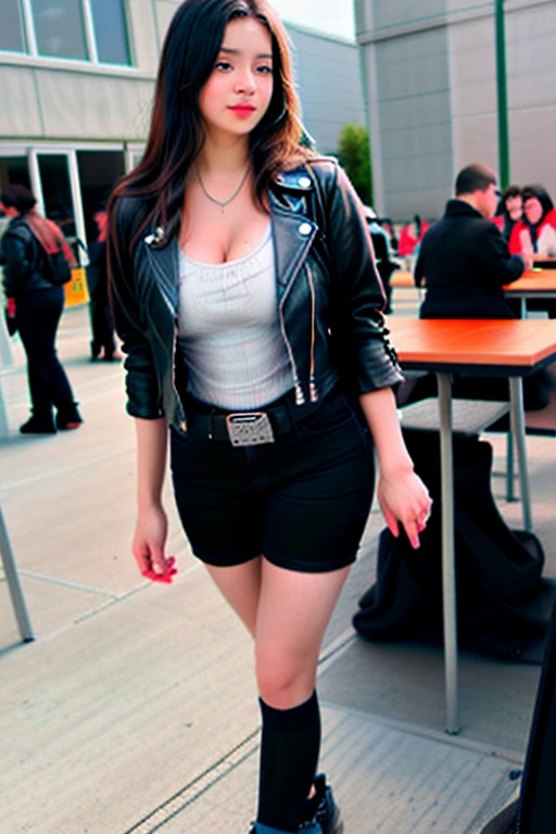 A student in a leather jacket