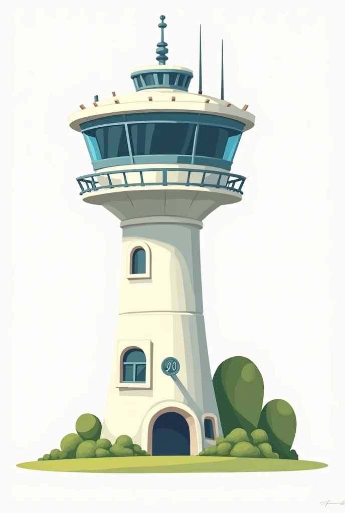 Cute drawing of an air traffic control tower without a background