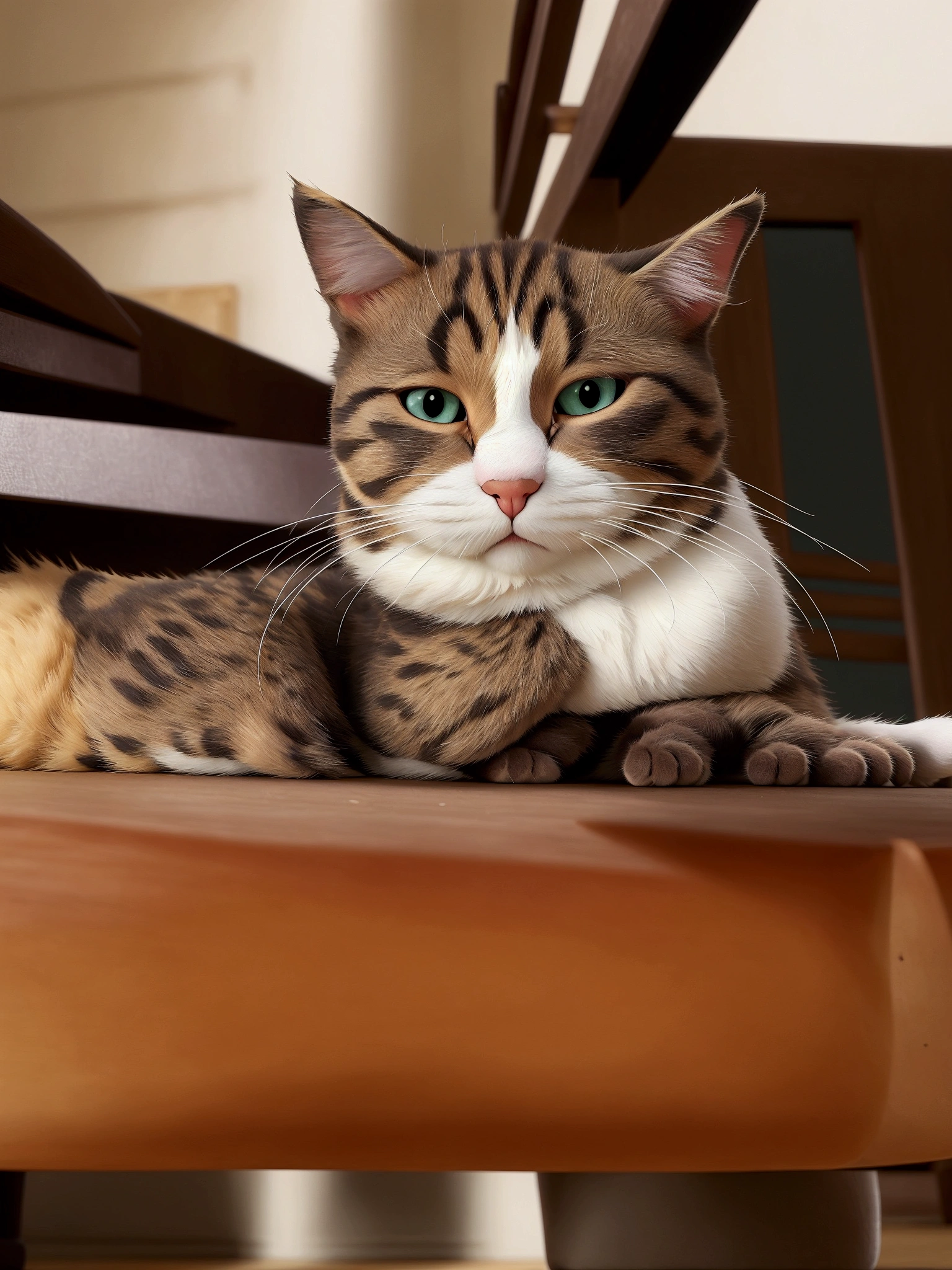 there is a cat that is laying down on the floor, cat [ playing a piano ], photo of a cat, captured on canon eos r 6, cat on the table, looking to the camera, glaring at the camera, an indifferent face, looks at the camera, looks directly at camera, looking the camera, sitting down casually, is looking at the camera leave the same background