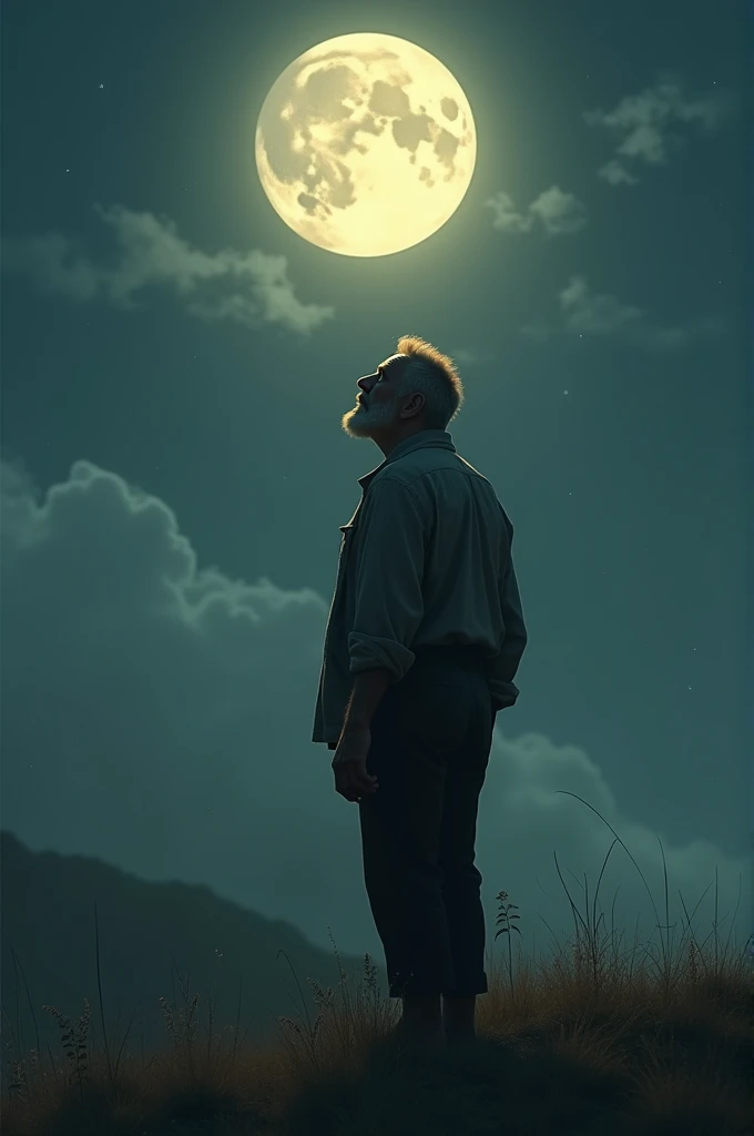 Man looking at the moon