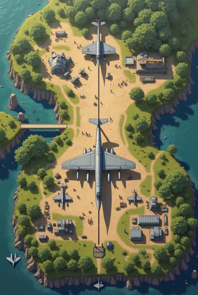 Create a top down concept map for a Royal Air Force game as a 2d image, huge map
