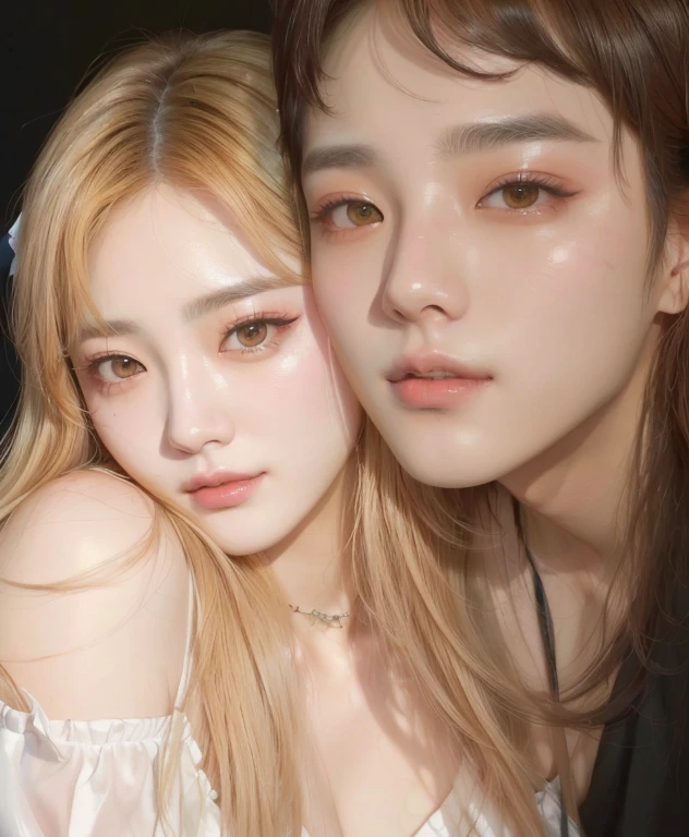 araffes and a woman posing for a picture together, inspired by Yanjun Cheng, & jeehyung lee & wlop, popular south korean makeup, korean artist, yanjun chengt, artwork in the style of guweiz, loish and ross tran, korean face features, popular korean makeup, ulzzang, photorealistic!!!!!!! art style, Jungkook face, bts Jungkook, jeon Jungkook, bts, bts Jungkook face