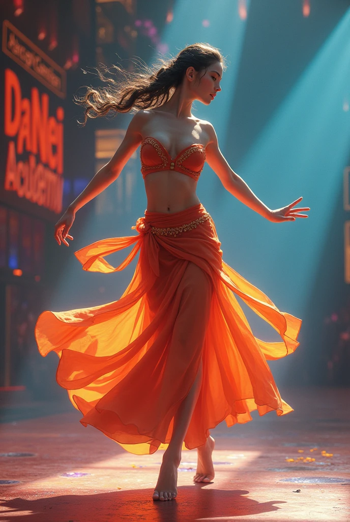 anza that has a picture of a dancer and the name of the dance academy expressions 