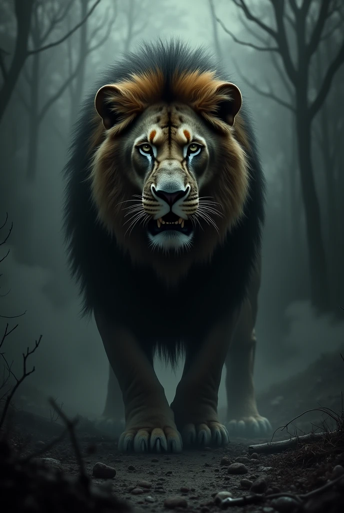 Lion with a dark theme