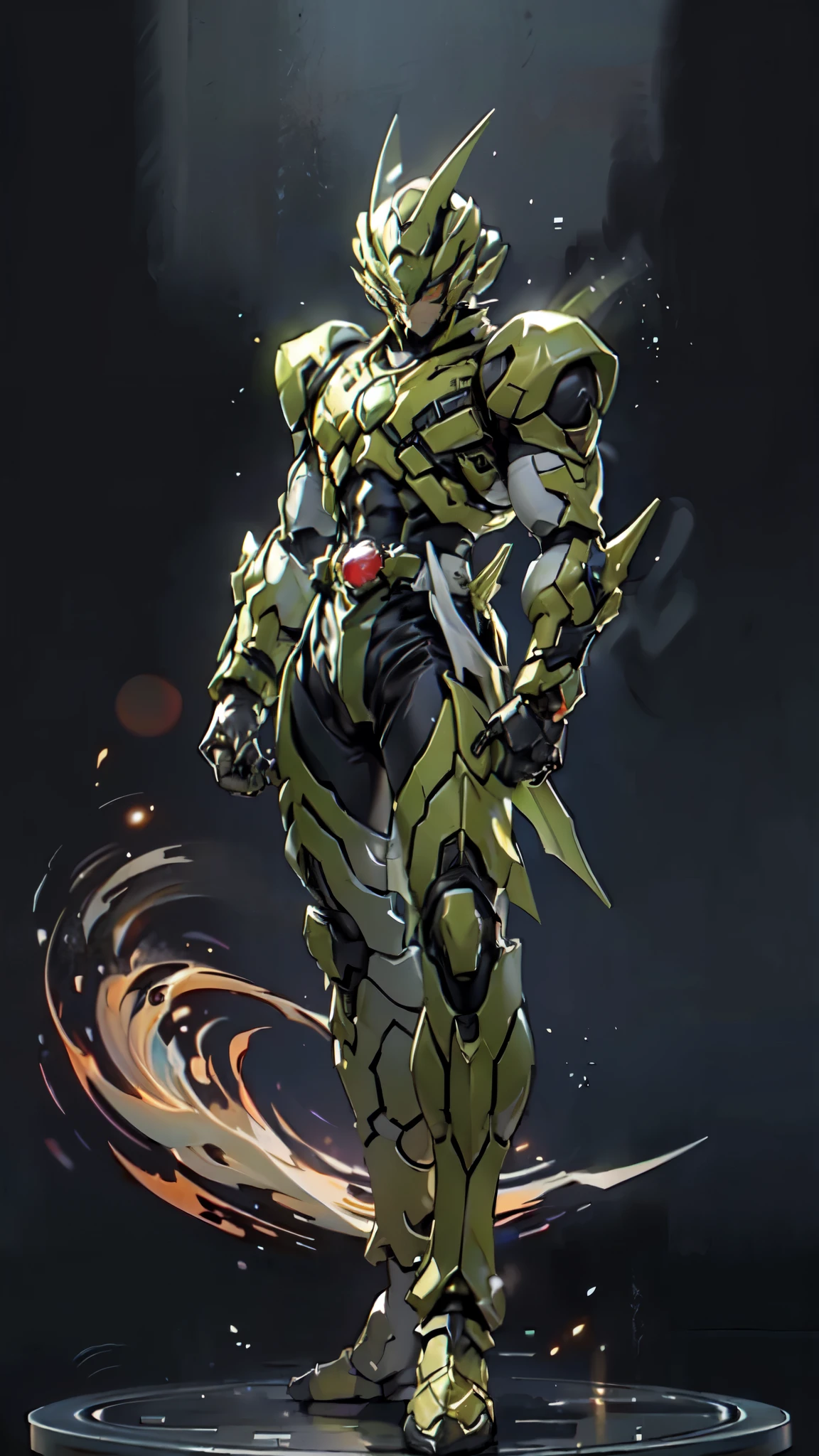 (masterpiece:1.5, best quality:1.5, extremely delicate:1.5), a man wearing a full-face helmet, a fantasy-style biotech armored combat suit, green eyes, (a composite layered chest armor), fully enclosed shoulder guards, matching arm and leg guards, belt of Neon circuit, (the color scheme is primarily black with green and red accents), the design balances heavy with agility, a high-tech bio-mecha armor, (Armor Concept Inspired by Kamen Rider, stand on the top of a skyscraper in a futuristic sci-fi city), this character embodies a finely crafted fantasy-surreal style armored hero in anime style, exquisite and mature manga art style, (element, plasma, energy, the armor glows), ((male:1.5)), metallic, high definition, highres, ultra-detailed, ultra-fine painting, professional, perfect body proportions, golden ratio, anatomically correct, symmetrical face, extremely detailed eyes and face, high quality eyes, creativity, RAW photo, UHD, 32k, Natural light, cinematic lighting, masterpiece-anatomy-perfect