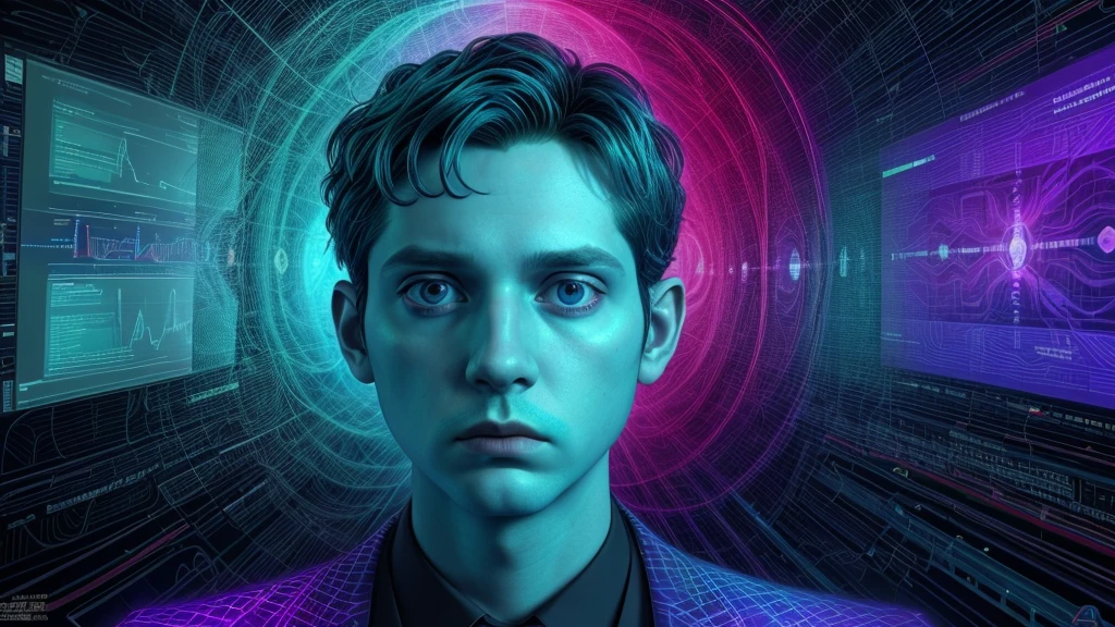 A scientist, Dr. Kael Thorne, stands immersed in a sea of ​​holographic data, his face contorted in concern. The central screen displays a visualization of the expanding temporal anomaly, with vibrant colors and visual distortions.