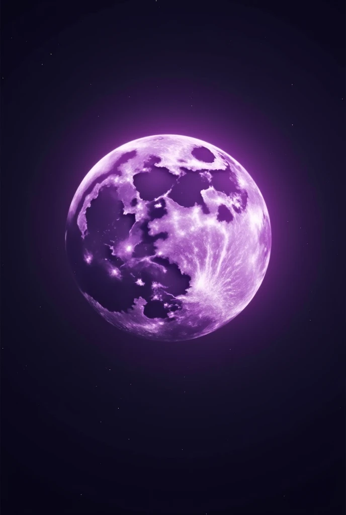 a purple moon with craters