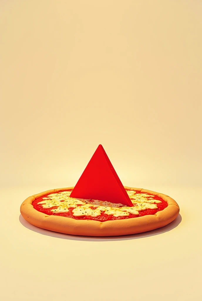 Generate a pizza and inside that pizza must be triangle that has red color 🔻 like this must be 2D not 3D and also middle size not large 