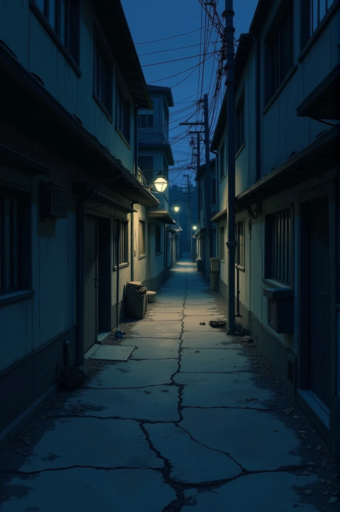 Empty alley floor at night anime 