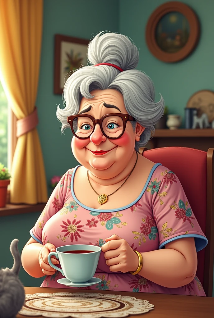 Create a gossipy aunt as a cartoon quote