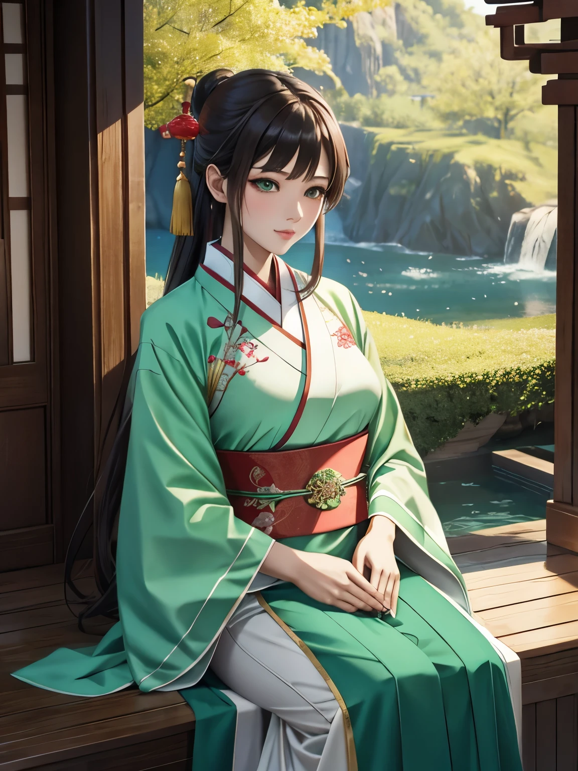 /Imagination Tips: https://image5.cdn.seaart.ai/static/upload/20230609/8209bbe6-5d3d-417a-ba6d-8cbde95790a7.png Aesthetic, A Bishōjo illustration, wearing light green hanfu:::2, diagonal composition, Up View: :0.5, Unreal Engine: :0.5, Soft Light::0.5, Green: :2, High Resolution: :0.5, Fairy Castle, Realistic::2, Chinese Costume: :2, Embroidery::1, Portrait Photography::2 --No Lantern Brick Red --ar 16:9 --S 70 --Q 0.5 --IW 1.25 --V 5.1