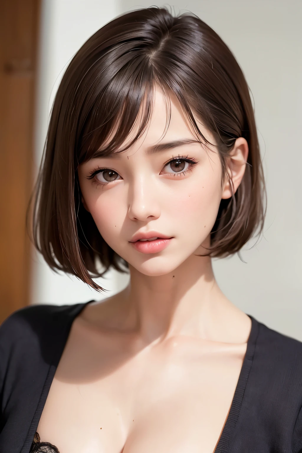 (masterpiece, Highest quality、Realisticに全てを詳細に美しく描画する、Very attractive adult beauty、Add strong highlights to the eyes、Look closely at the camera:1.4、A beautiful woman with mature charm、Ideal body type、Perfect Anatomy、Short Brunette Bob、Shiny Hair、Lip gloss),one person's, alone, 明るい茶色のShiny Hair,Realistic, Looking at the audience、Please tilt your head a little, Bright colored crystal light blue eyes, 短いShiny Hair、 chestの中央に穴が開いた白いタートルネックの服,chestの真ん中に丸い穴が開いたセクシーな白いタートルネックのニットセーター、とても大きなchestの谷間を見せる、 Beautiful glossy lips, Lip gloss,prohibit, Upper Body、Big eyes、eyelash、Face is a little red、Embarrassing)、((Italian road system in winter))、((Short hair with bangs、Big eyes、Give students a very strong highlight、{Huge|big|expensive|Mega} chest:2、とてつもなく大きなchest:2、Gazing at the audience、Very beautiful beauty、Listen carefully、Beautiful glossy lips、Beautiful long neck、Laugh a little、Beautiful Teeth、Laughing with your mouth open、Heart-shaped pupils))、28 years old、Very cute supermodel、{Huge|big|非常にbig|Mega} chest:2, chestの谷間:2、とても大きなchestの谷間を見せつける:2、A very picturesque background、Beautiful out-of-focus background、A wonderful sexiness filled with elegant charm、Very attractive and sexy style:2