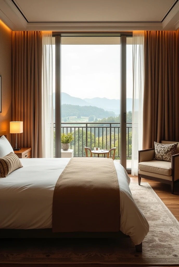 generate a hotel room photo background, that can be used for a pc livestream webcam background. Make background look very natural and realistic. landscape orientation