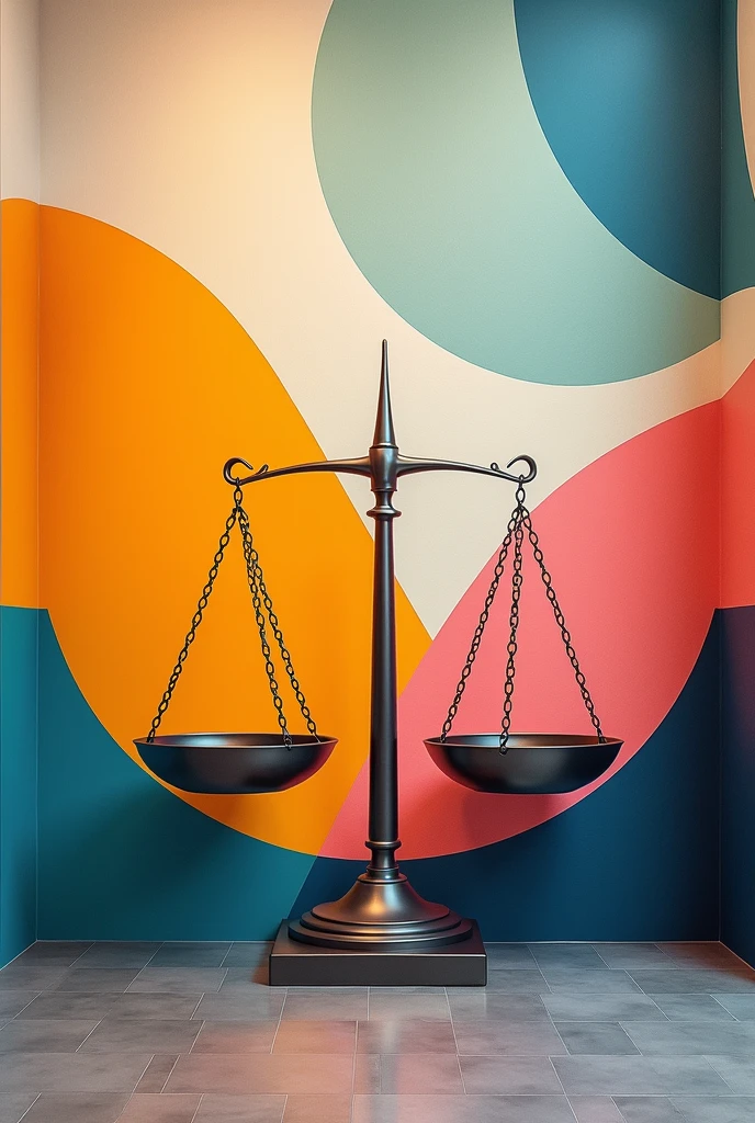 Abstract mural depicting equity on a scale