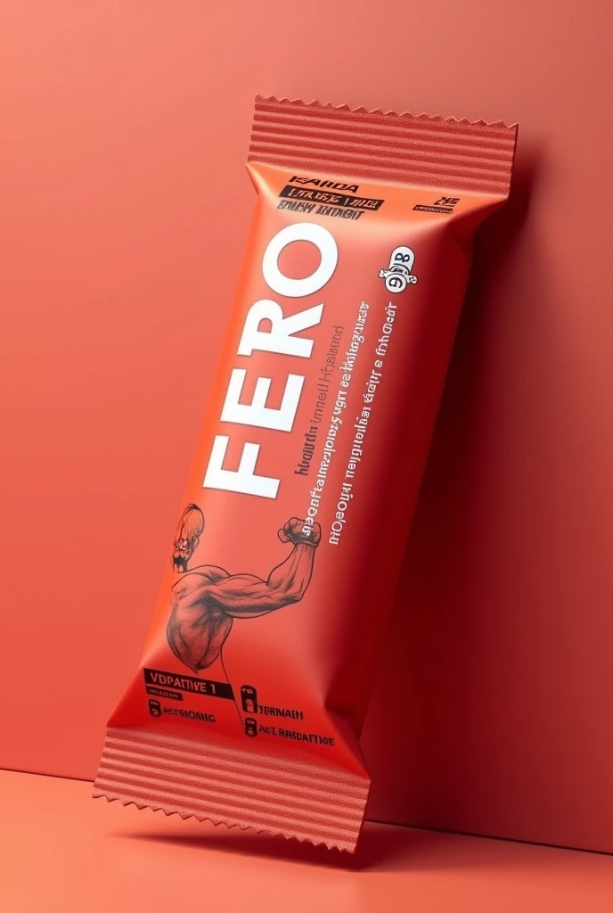 Design package for a snack that is a date bar  rich in iron . Its name should be Ferro Bars . It should show that by eating it you will get strength and Iron. Add box packaging and add minimalist art add dates and almond and sign of strength , good hair and fit make it red  and it bar is in box . Also  that it helps make blood
Make at 3 different design and the boxes are rectangular each bar have is in 1 box 45 g bar add a minimalist picture or arm showing strength 