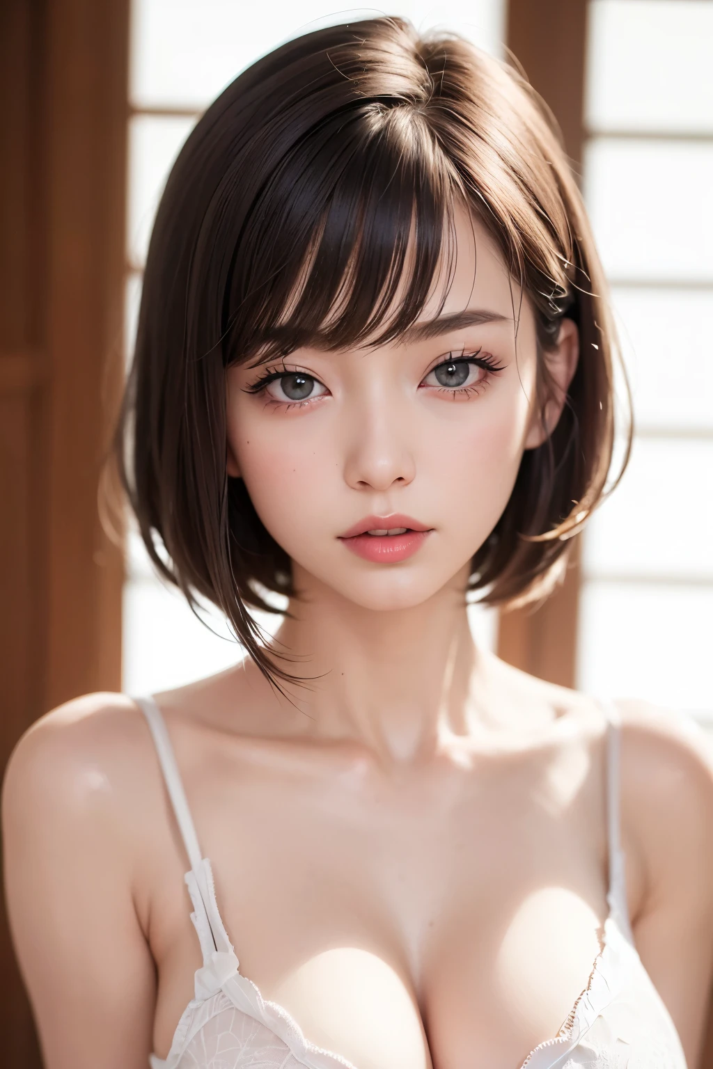 (masterpiece, Highest quality、Realisticに全てを詳細に美しく描画する、Very attractive adult beauty、Add strong highlights to the eyes、Look closely at the camera:1.4、A beautiful woman with mature charm、Ideal body type、Perfect Anatomy、Short Brunette Bob、Shiny Hair、Lip gloss),one person's, alone, 明るい茶色のShiny Hair,Realistic, Looking at the audience、Please tilt your head a little, Bright colored crystal light blue eyes, 短いShiny Hair、 chestの中央に穴が開いた白いタートルネックの服,chestの真ん中に丸い穴が開いたセクシーな白いタートルネックのニットセーター、とても大きなchestの谷間を見せる、 Beautiful glossy lips, Lip gloss,prohibit, Upper Body、Big eyes、eyelash、Face is a little red、Embarrassing)、((Italian road system in winter))、((Short hair with bangs、Big eyes、Give students a very strong highlight、{Huge|big|expensive|Mega} chest:2、とてつもなく大きなchest:2、Gazing at the audience、Very beautiful beauty、Listen carefully、Beautiful glossy lips、Beautiful long neck、Laugh a little、Beautiful Teeth、Laughing with your mouth open、Heart-shaped pupils))、28 years old、Very cute supermodel、{Huge|big|非常にbig|Mega} chest:2, chestの谷間:2、とても大きなchestの谷間を見せつける:2、A very picturesque background、Beautiful out-of-focus background、A wonderful sexiness filled with elegant charm、Very attractive and sexy style:2