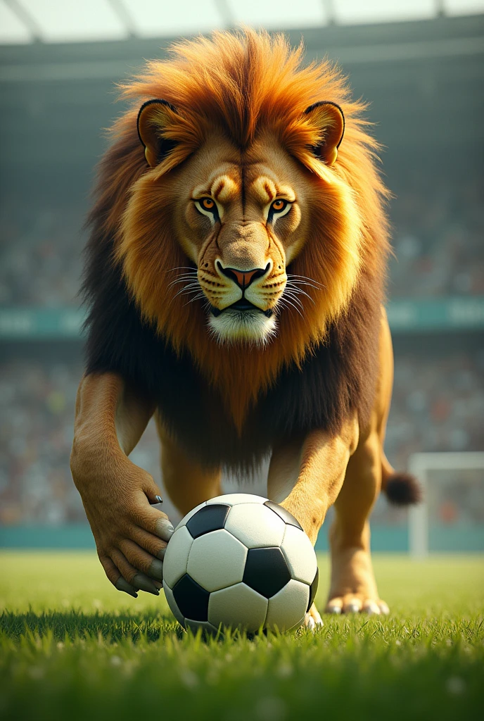 Lion playing football