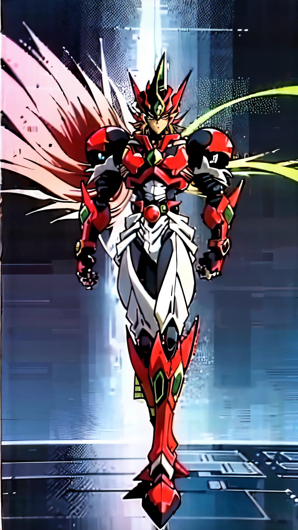(masterpiece:1.5, best quality:1.5, extremely delicate:1.5), a man wearing a full-face helmet, a fantasy-style biotech armored combat suit, green eyes, (a composite layered chest armor), fully enclosed shoulder guards, matching arm and leg guards, belt of Neon circuit, (the color scheme is primarily black with green and red accents), the design balances heavy with agility, a high-tech bio-mecha armor, (Armor Concept Inspired by Kamen Rider, stand on the top of a skyscraper in a futuristic sci-fi city), this character embodies a finely crafted fantasy-surreal style armored hero in anime style, exquisite and mature manga art style, (element, plasma, energy, the armor glows), ((male:1.5)), metallic, high definition, highres, ultra-detailed, ultra-fine painting, professional, perfect body proportions, golden ratio, anatomically correct, symmetrical face, extremely detailed eyes and face, high quality eyes, creativity, RAW photo, UHD, 32k, Natural light, cinematic lighting, masterpiece-anatomy-perfect