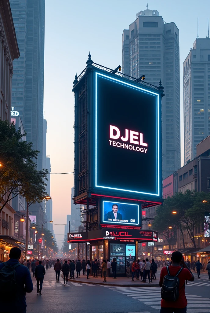 Un panneau publicitaire à Kinshasa avec mention DJEL TECHNOLOGY
