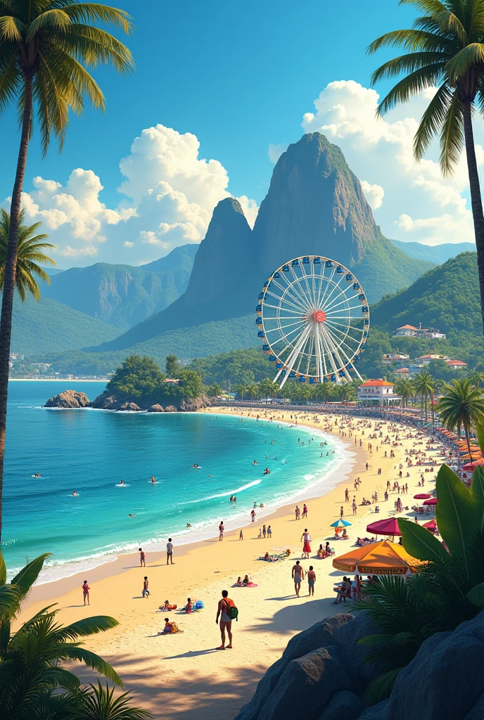 The Santa Catarina mountains together with the beaches of Santa Catarina and the Ferris wheel of Balneário Camboriú. With lots of color