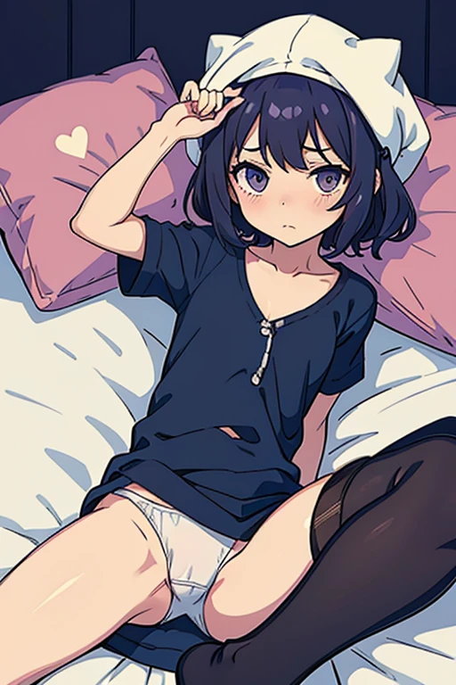 embarassed little con wearing only undies. privates on display. compromising position.