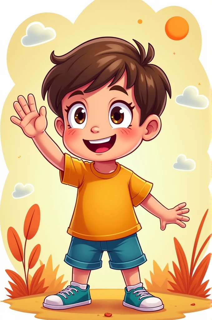 Generate image of this:
Children saying "No": An image of a boy or girl raising their hand with their palm extended, indicating a clear "No" to something they don't like.
These images must be colorful and child-friendly, conveying the message in a clear and non-frightening way and in a cartoon form