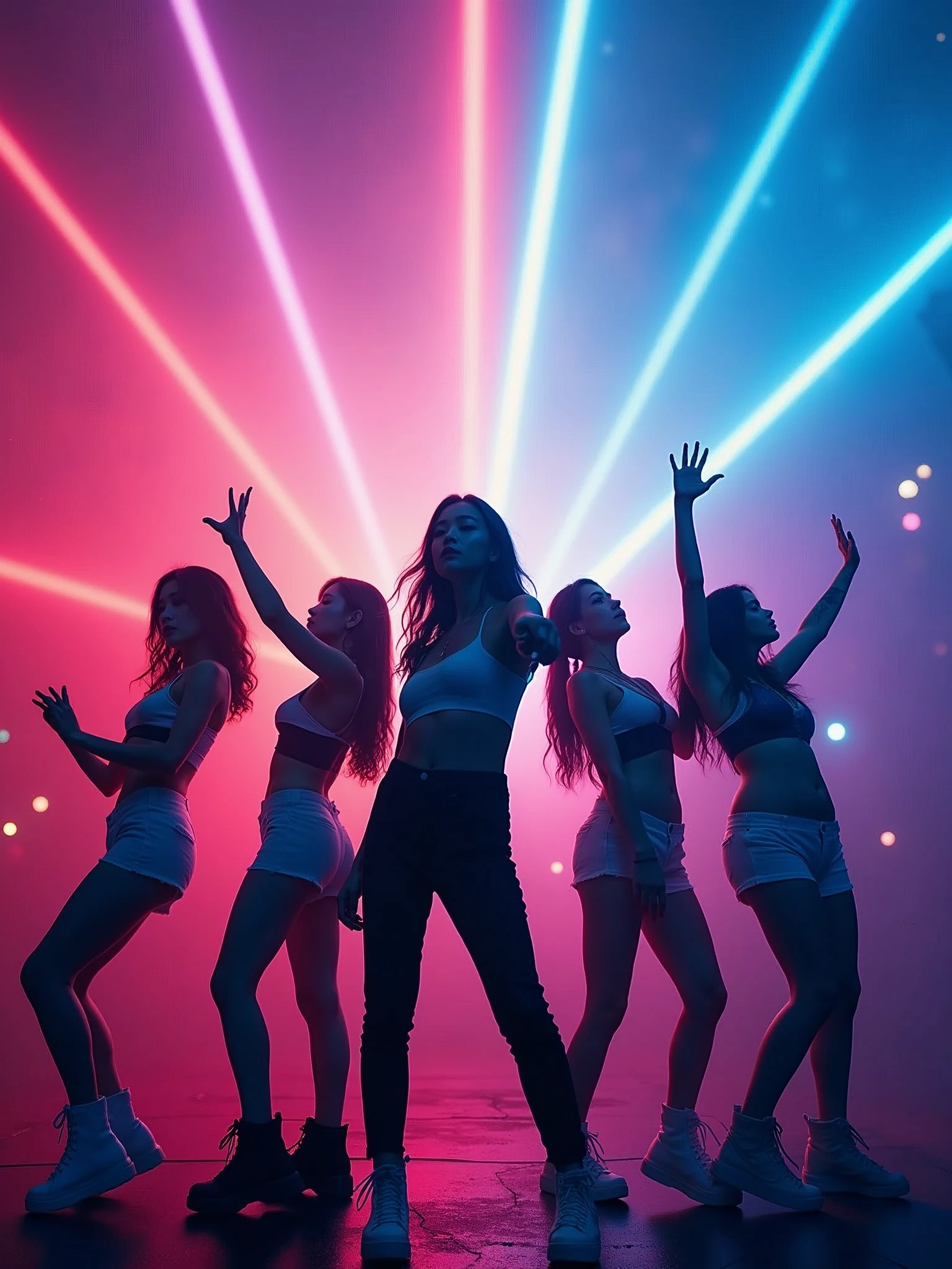 Create a vibrant and eye-catching thumbnail for a KPOP YouTube channel targeting a Brazilian audience. The image should include: 1. **Vibrant colors**: Use shades of pink, blue, and purple to capture the energy of KPOP. 2. **KPOP characters**: Include silhouettes or images of popular idols (like BTS, BLACKPINK, or other famous groups) in dynamic poses. 3. **Eye-catching text**: Add a big, bold title, like 'KPOP's Best Moments!' or 'KPOP News!' in a modern, easy-to-read font. 4. **Cultural elements**: Include elements that refer to Brazil, like the flag or cultural symbols, to connect with the local audience. 5. **Dynamic style**: The thumbnail should convey movement and emotion, reflecting the audience's passion for KPOP. Make sure the composition is balanced and that the elements stand out, even at smaller sizes.
