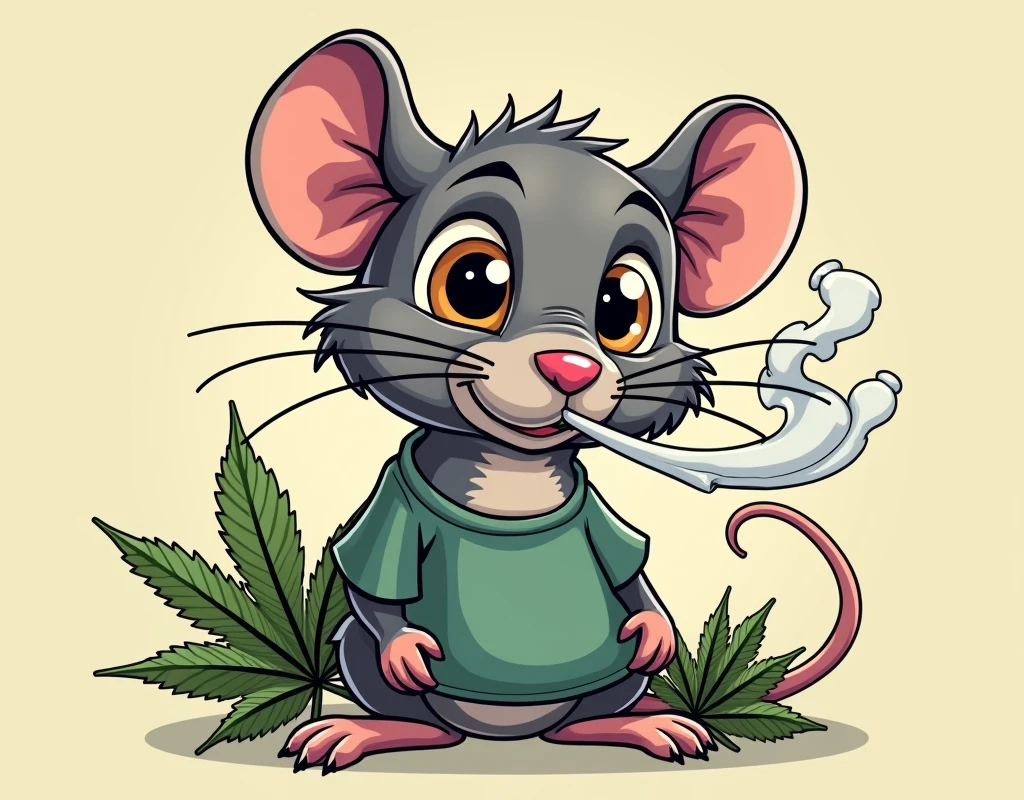 Rat smoking cannabis shirt print