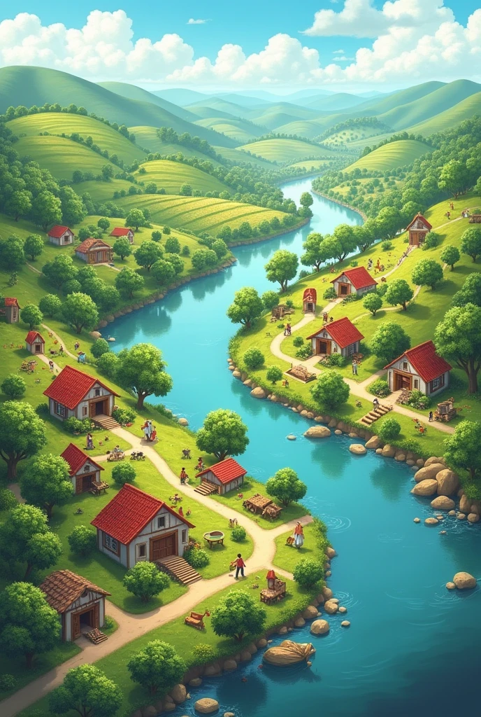 Rural life with beautiful river