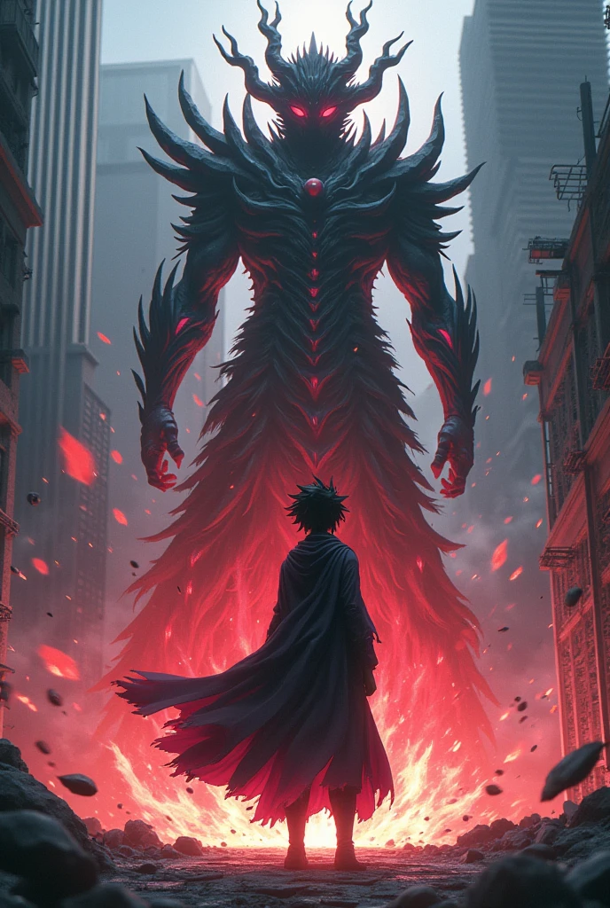 create a jujutsu kaisen character paired with yuta fighting sukuna 
