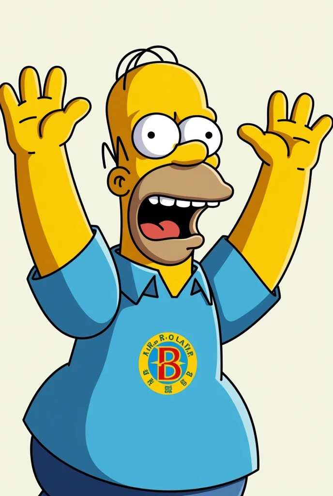 Homer with the Bolívar de Bolivia club shirt in light blue cheering