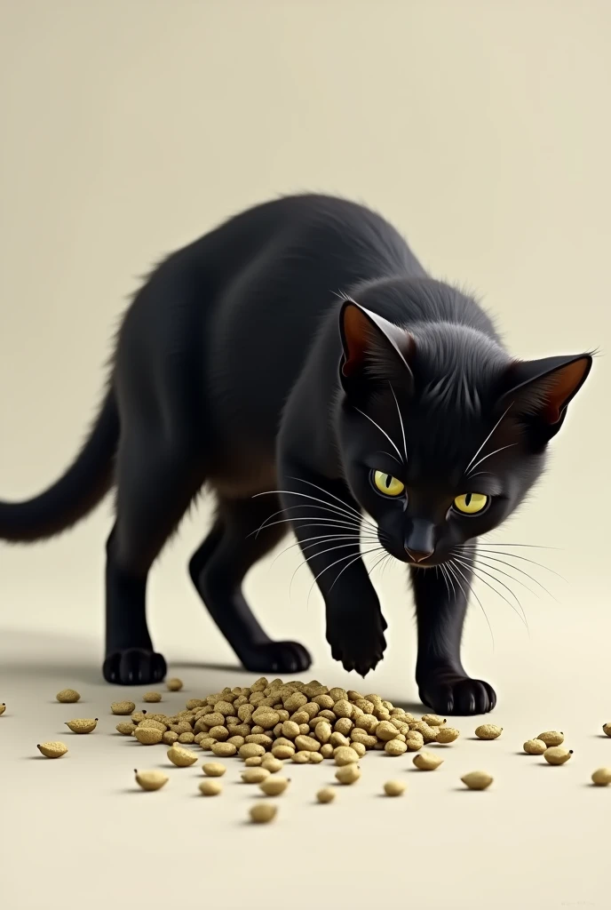Black cat playing with cannabis seeds..to make the image more realistic