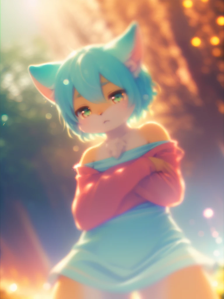 (Sumilux f1.4 24mm , low Latitude old color negative film , cross process , (bokeh), Long exposure , blur , flare, chromatic aberration , soft focus, (Shallow focus) , soft glow , Maximum aperture, high Key , Transparent depiction , Tyndall:1.3) , female cat , Kama Sutra , cum on vagina
