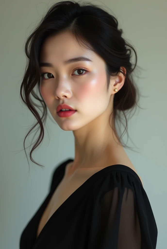 Masami Nagasawa-like beauty、glamorous、Wearing a black dress、Real