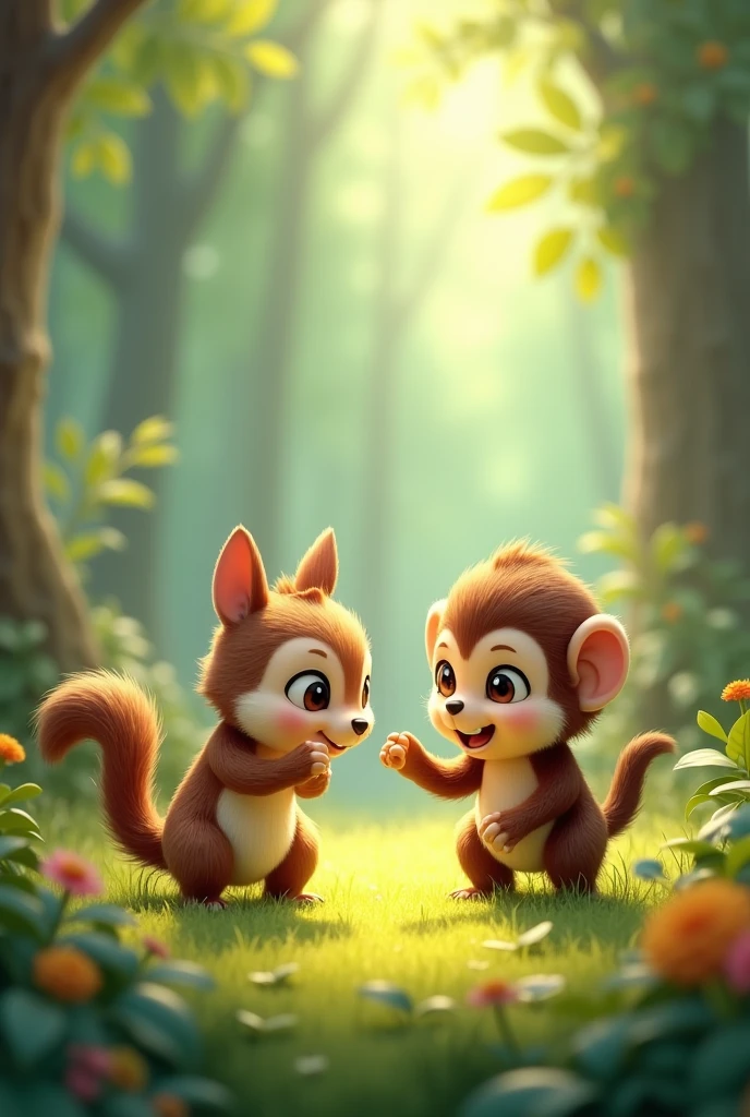 Cute gilahri with cute monkey friend