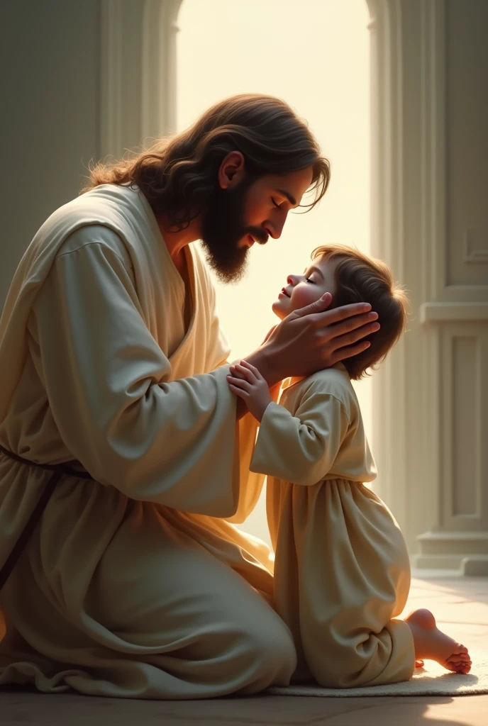 Make a artwork out of jesus with a child praying