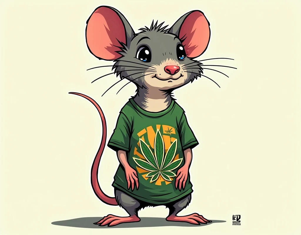 rap style rat smoking cannabis shirt print