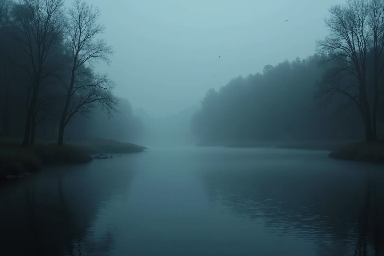 There&#39;s mist over the dim river
