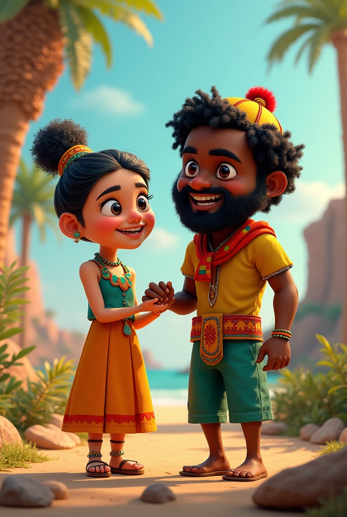 Asia and Africa drawn as animated people