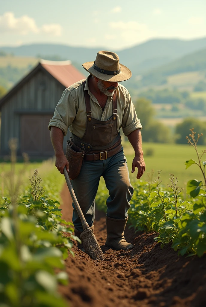 A barn working the land planting seeds