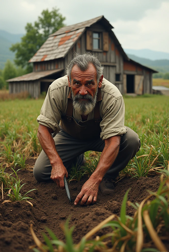 A barn working the land planting seeds not so realistic