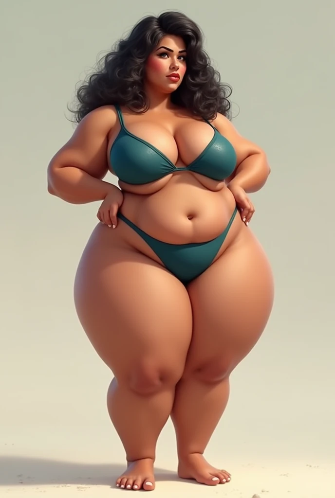 A very big-bottomed woman with a bikini and thin