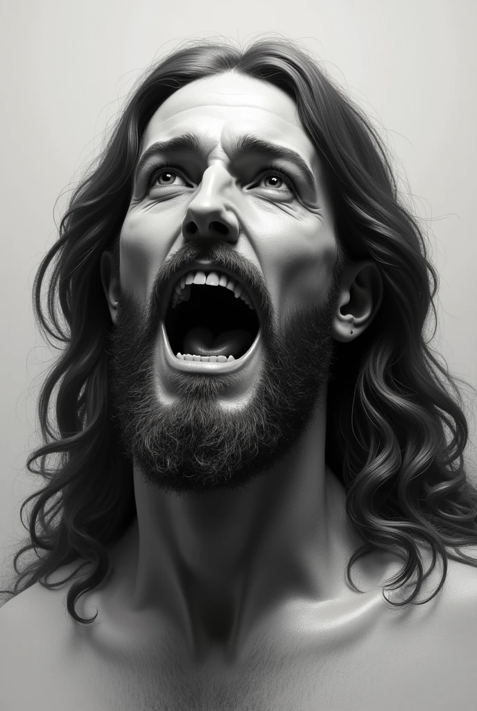 jesus drawn with open mouth